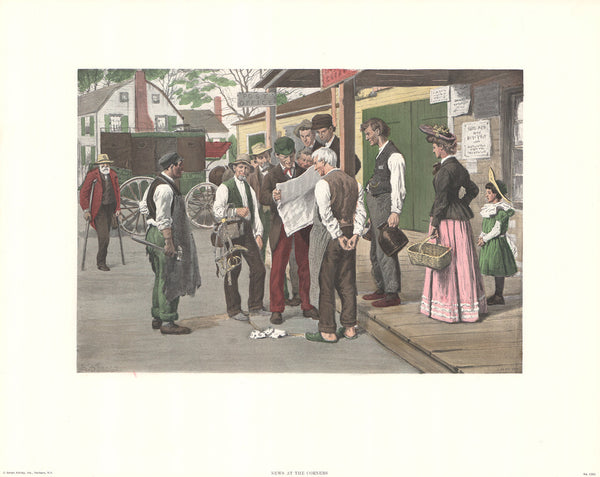 News at the Corners by A. B. Frost - 16 X 20 Inches (Hand Colored Art Print)