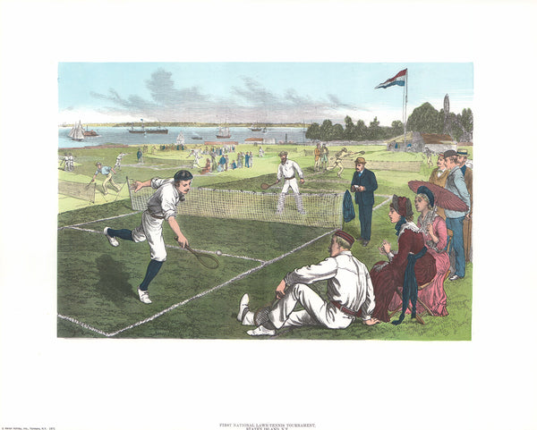 First National Lawn Tennis Match by A. B. Frost - 16 X 20 Inches (Hand Colored Art Print)