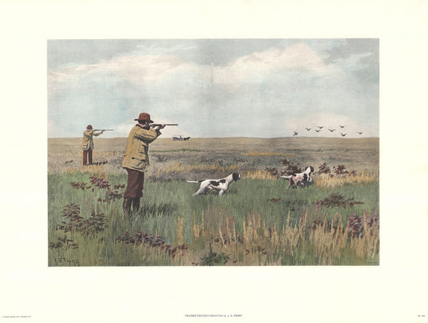 Prairie Chicken Shooting by A. B. Frost - 19 X 25 Inches (Hand Colored Art Print)