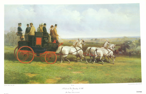 A Coach and Four Descending a Hill by John Sturgess - 23 X 35 Inches (Art Print)