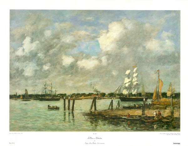 La Meuse a Rotterdam by Eugene Louis Boudin - 26 X 34 Inches (Art Print)