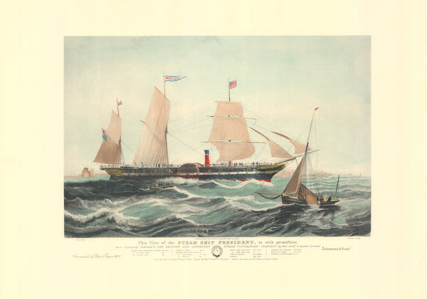 S. S. President by Knell - 23 X 33 Inches (Offset Lithograph Hand Colored)