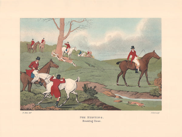 Fox Hunting by Alken-Clark - 18 X 23 Inches (Offset Lithograph Hand Colored)