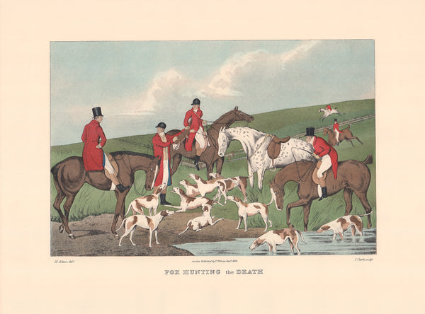 Fox Hunting the Death by Alken-Clark - 18 X 23 Inches (Offset Lithograph Hand Colored)