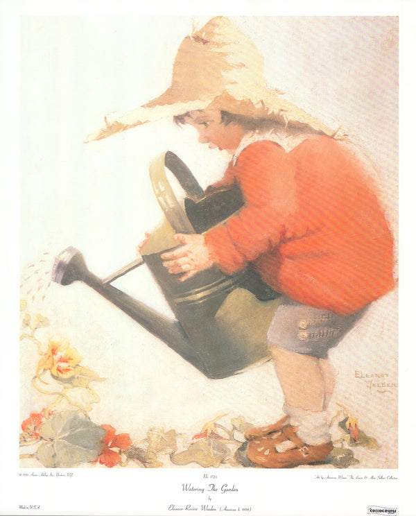 Watering the Garden by Eleanor Revere Weeden - 19 X 23 Inches (Art Print)