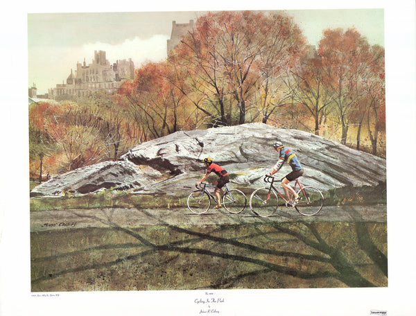 Cycling in the Park by James R. Colway - 26 X 33 Inches (Art Print)