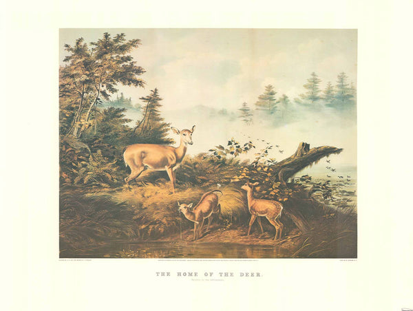 The Home of the Deer by N. Currier - 23 X 30 Inches (Art Print)