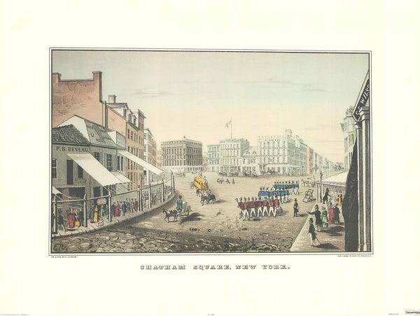 Chatham Square, New York by N. Currier - 23 X 30 Inches (Art Print)