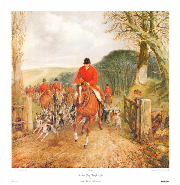 A Hunt Going Through a Gate by Henry Alken Jr. - 28 X 29 Inches (Art Print)