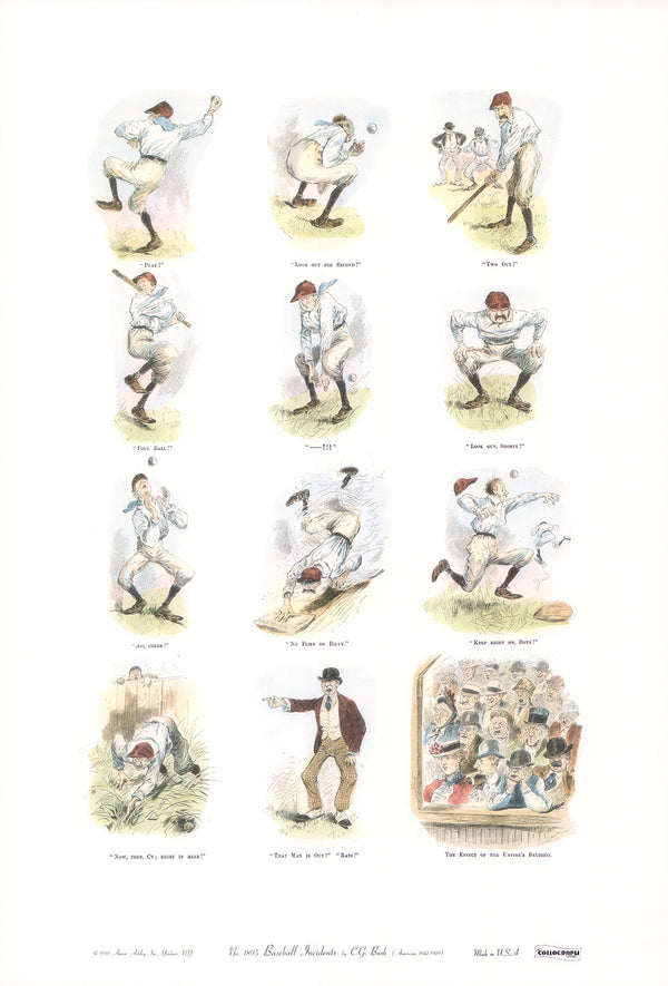 Baseball Incidents by C. G. Bush - 14 X 21 Inches (Art Print)