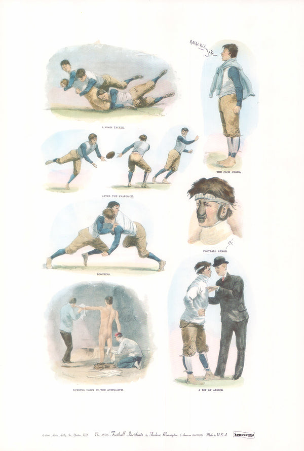 Football Incidents by Frederic Remington - 14 X 21 Inches (Art Print)