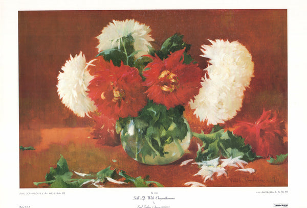 Still Life with Chrysanthemums by Emil Carlsen - 20 X 28 Inches (Art Print)