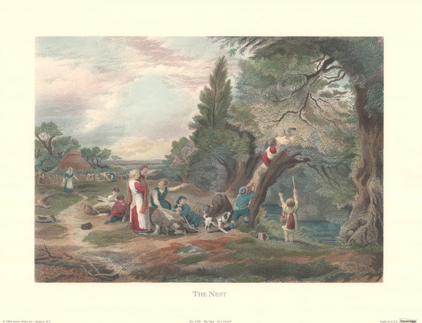 The Nest by J. Linnell - 20 X 26 Inches (Offset Lithograph Hand Colored)