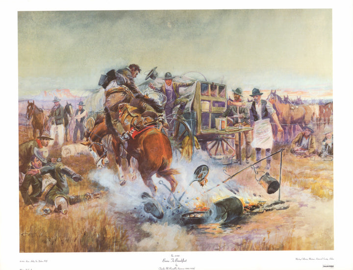 Bronc to Breakfast by Charles M. Russell - 23 X 30 Inches (Art Print)