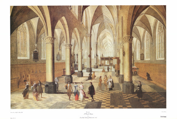 A Church Interior by Pieter Neefs, the Younger - 26 X 38 Inches (Art Print)