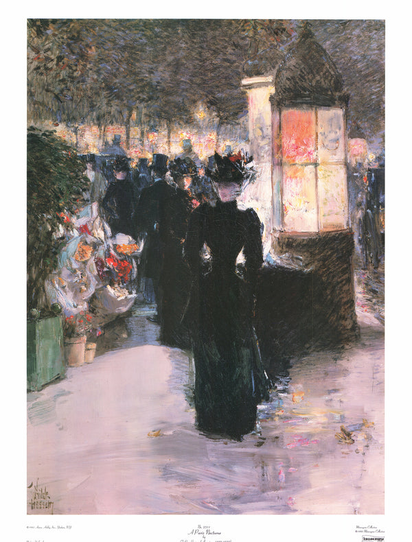 A Paris Nocturne by Childe Hassam - 24 X 31 Inches (Art Print)