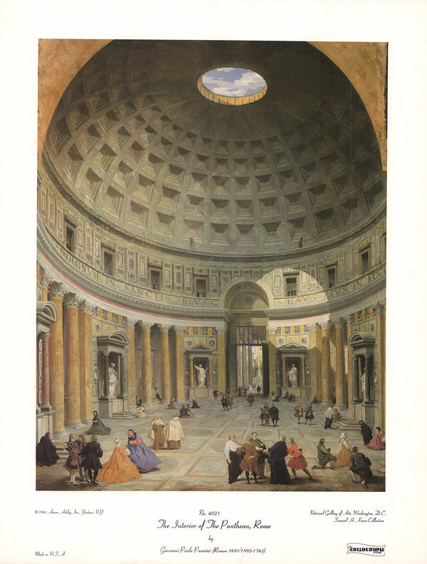 The Interior of the Panthean, Rome by Giovanni Paolo Pannini - 15 X 19 Inches (Art Print)