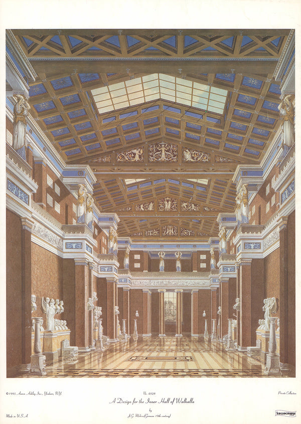 A Design for the Inner Hall of Walhalla by J. G. Mobius - 14 X 20 Inches (Art Print)