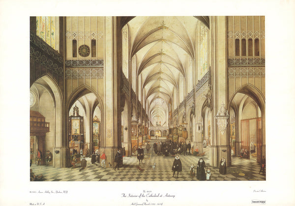 The Interior of the Cathedral at Antwerp by Abel Grimmer  - 14 X 20 Inches (Art Print)