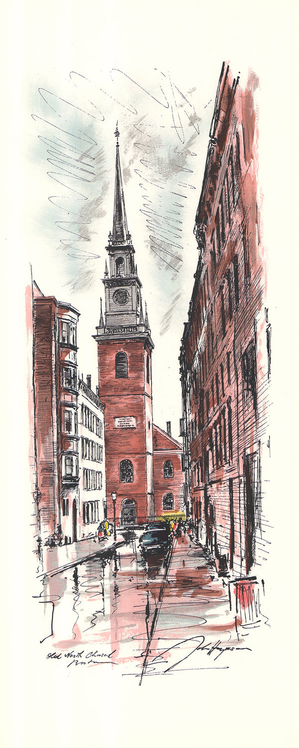Old North Church, Boston by John Haymson - 15 X 35 Inches (Hand Colored Watercolor)