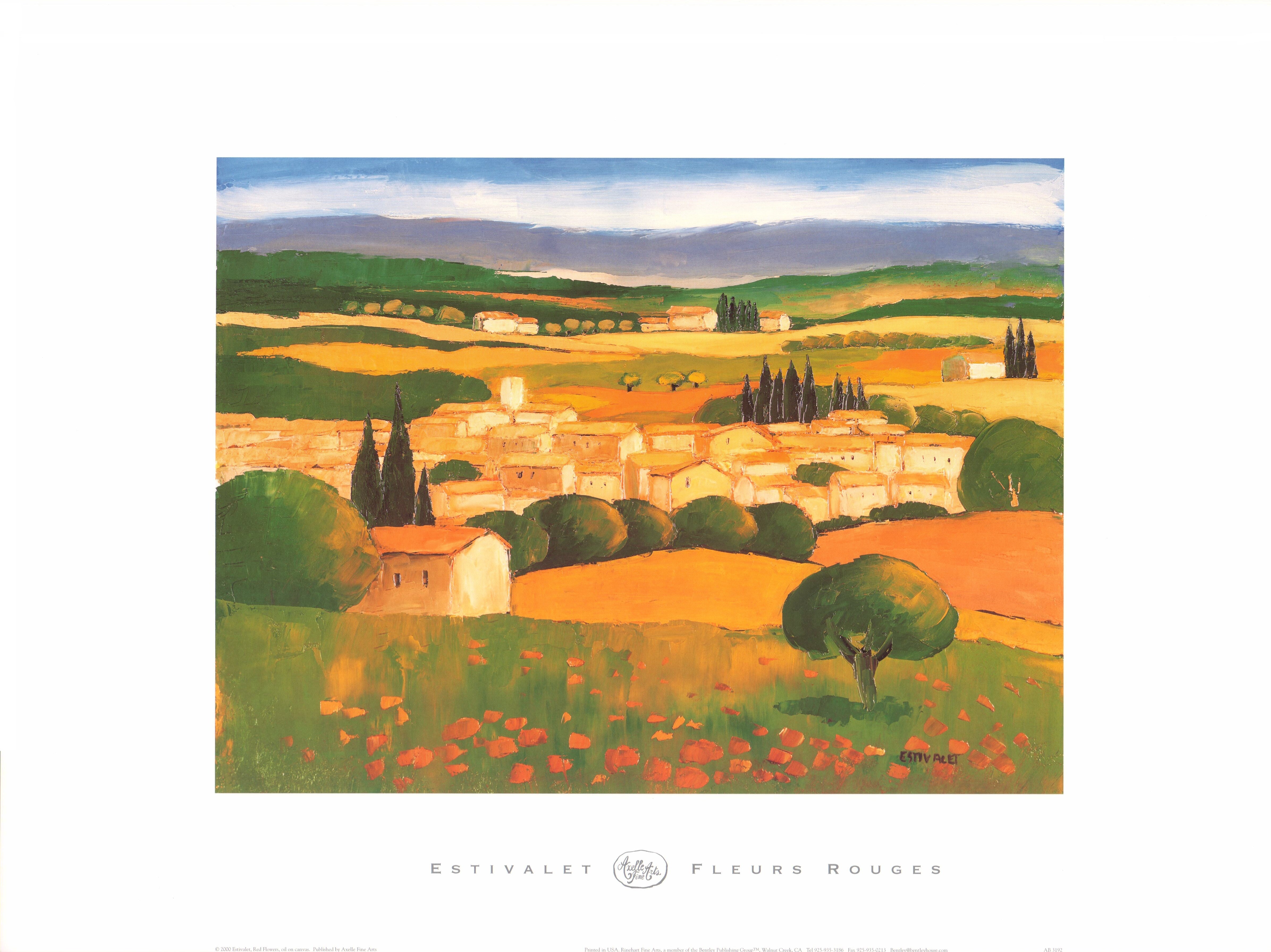 Red Flowers by Elisabeth Estivalet - 18 X 24 Inches (Offset Lithograph ...