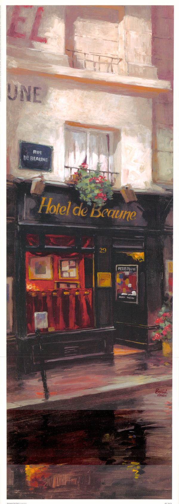 Red Interior Paris Panel by George Botich - 13 X 37 Inches (Art Print)