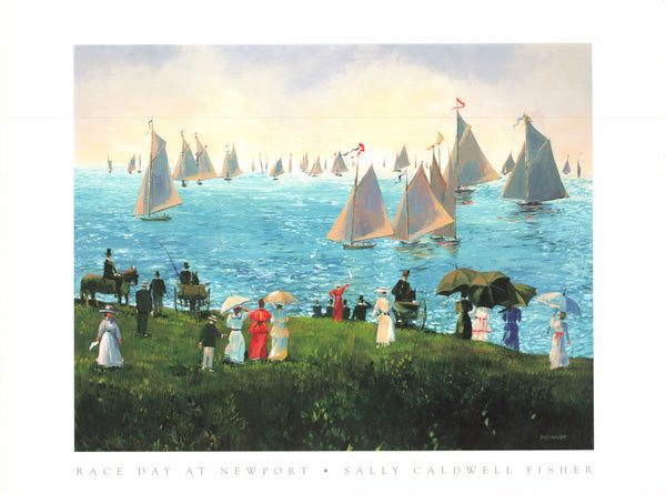 Race Day At Newport by Sally Caldwell Fisher - 27 X 36 Inches (Art Print)