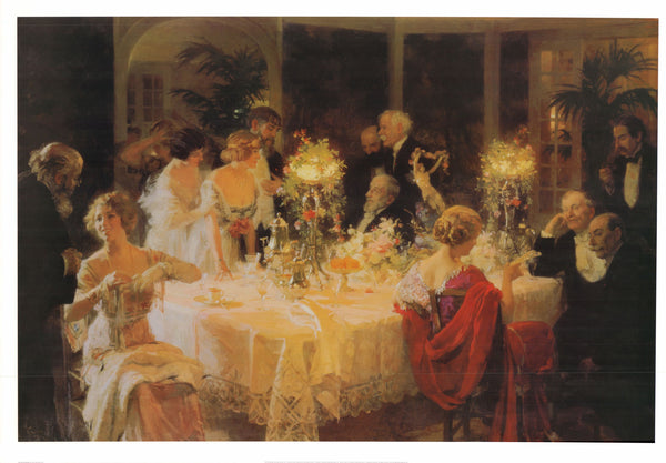 The End of Dinner by Jules Alexandre Grun - 27 X 38 Inches (Art Print)