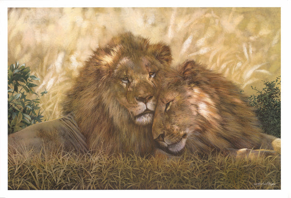 Brothers of the Serengeti by W. Michael Frye - 26 X 38 Inches (Art Print)