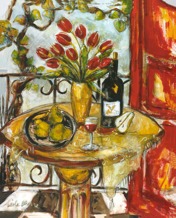 Still Life With Blooming Red Tulips by Nicole Etienne - 27 X 33 Inches (Art Print)