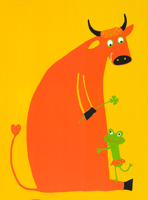 Love between a Beef and a Frog by Andrée Prigent - 12 X 16 Inches (Art Print)
