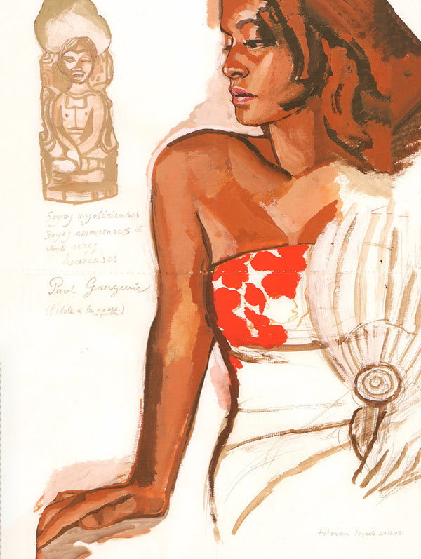 Heiata, égérie de la perle de Tahiti by Titouan Lamazou - 12 X 16 Inches (Art Print)