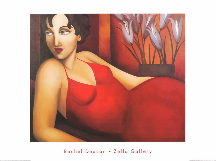 Reclining Woman with Flowers by Rachel Deacon - 24 X 32 Inches (Art Print)