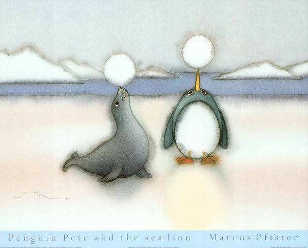 Penguin Pete and the Sea Lion by Marcus Pfister - 16 X 20 Inches (Art Print)