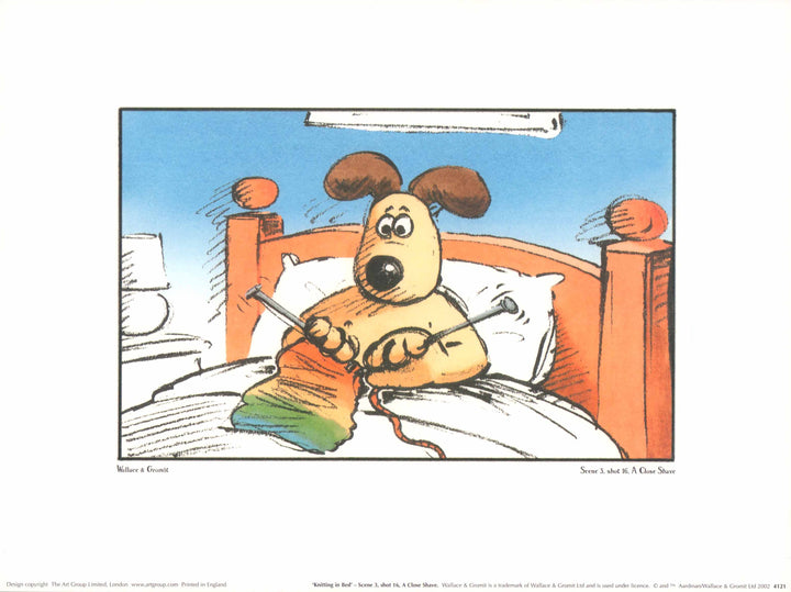 Knitting in Bed by Wallace and Gromit - 12 X 16 Inches (Fine Art Print)