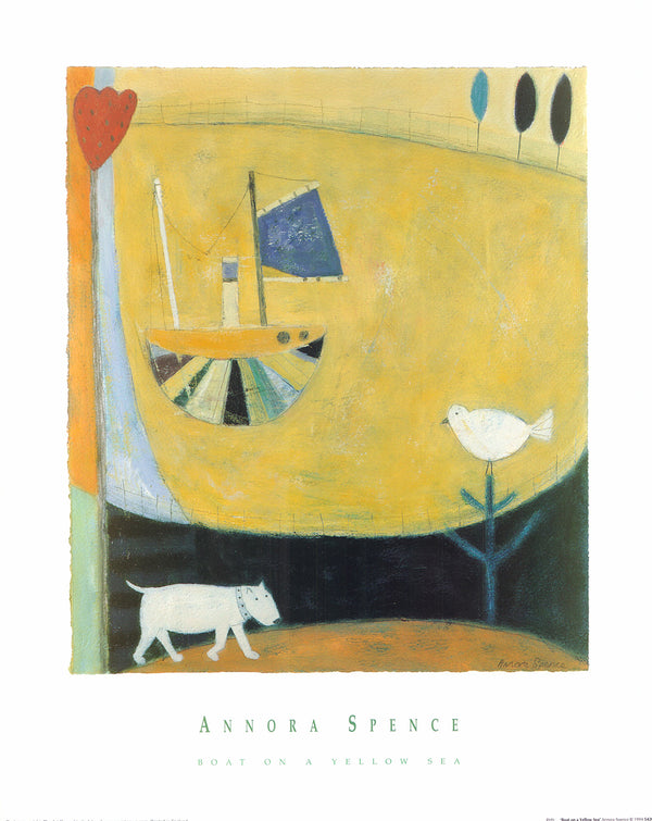 Boat on a Yellow Sea by Annora Spence - 16 X 20 Inches (Art Print)