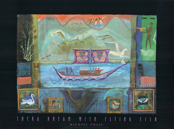 Thera Dream with Flying Fish by Michael Chase - 24 X 32 Inches (Art Print)