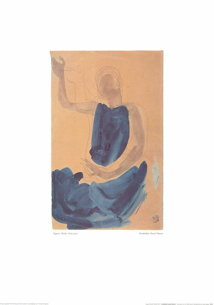 Cambodian Seated Dancer by Auguste Rodin - 20 X 28 Inches (Offset Lithograph)