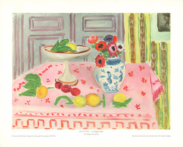 La Nappe Rose by Matisse - 14 X 17 Inches (Art Print)
