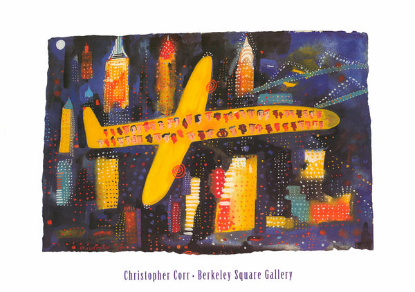 Night Flight to New York by Christopher Corr - 20 X 28 Inches (Art Print)