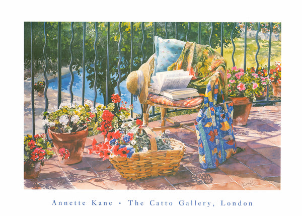 Terrace and a Pool Below by Annette Kane - 20 X 28 Inches (Art Print)
