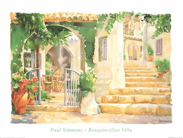 Bougainvillea Villa by Paul Simmons - 24 X 32 Inches (Art Print)