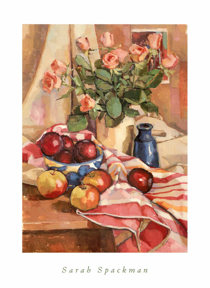 Still Life with Pink Roses by Sarah Spackman - 24 X 32 Inches (Art Print)