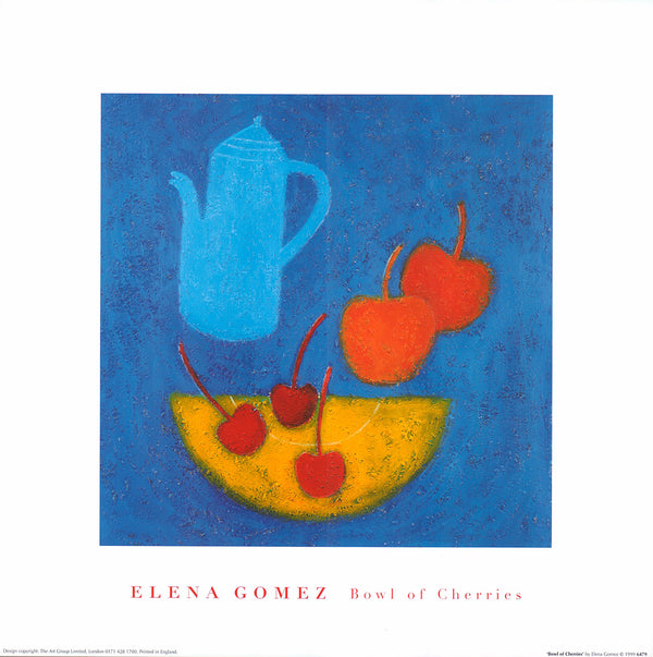 Bowl of Cherries by Elena Gomez - 16 X 16 Inches (Art Print)