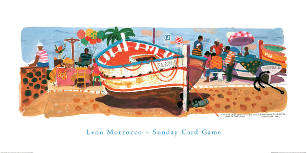 Sunday Card Game by Leon Morrocco - 20 X 40 Inches (Art Print)