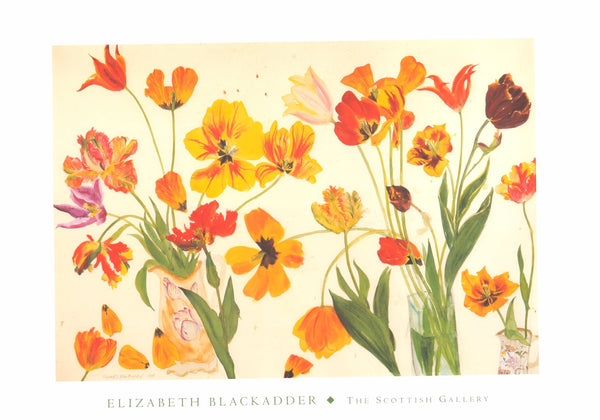 Tulips Red & Yellow by Elizabeth Blackadder - 20 X 28 Inches (Art Print)