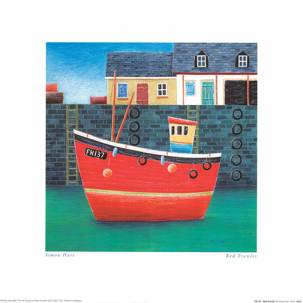 Red Trawler - FH137 by Simon Hart - 16 X 16 Inches (Art Print)