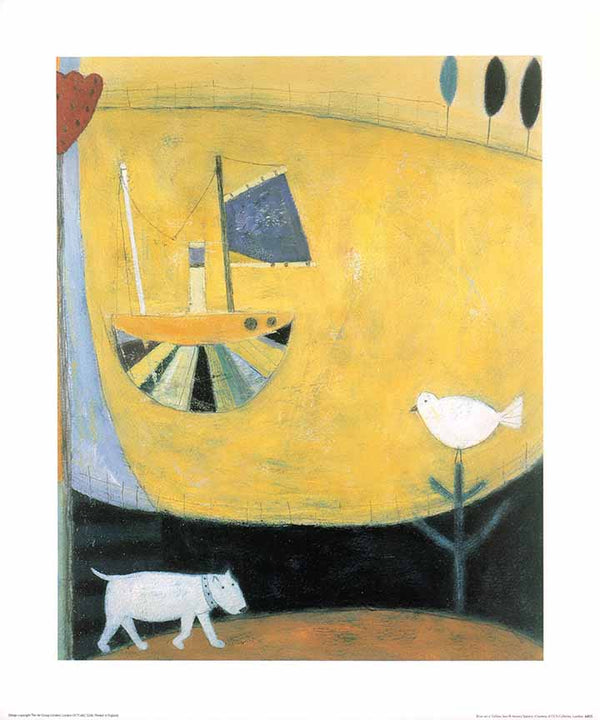 Boat on a Yellow Sea by Annora Spence - 10 X 12 Inches (Art Print)