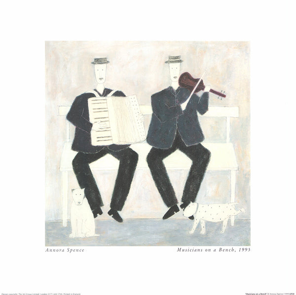 Musicians on a Bench, 1995 by Annora Spence - 16 X 16 Inches (Art Print)