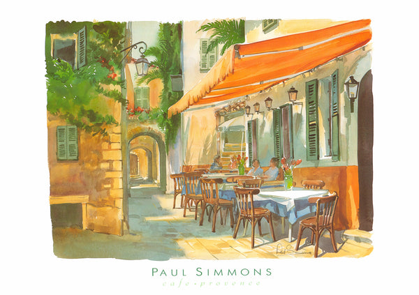 Cafe, Provence by Paul Simmons - 20 X 28 Inches (Art Print)